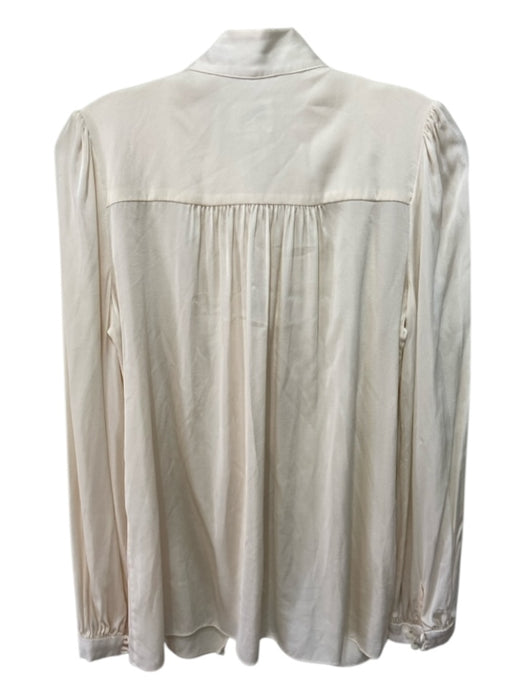 Milly Size 6 Cream Silk Ruffle Detail Long Sleeve Button Top Cream / 6