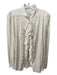 Milly Size 6 Cream Silk Ruffle Detail Long Sleeve Button Top Cream / 6