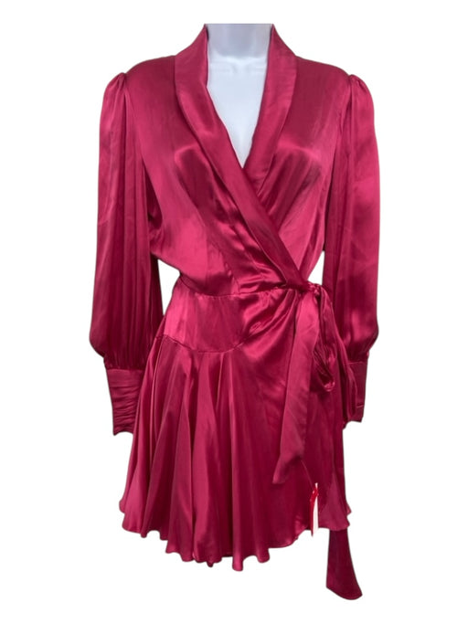 Zimmerman Size 1 Magenta Pink Silk Long Sleeve Wrap Ruched Mini Dress Magenta Pink / 1