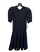 Ted Baker Size 1 Black Viscose Blend Short Puff Sleeve Back Zip Pleated Dress Black / 1