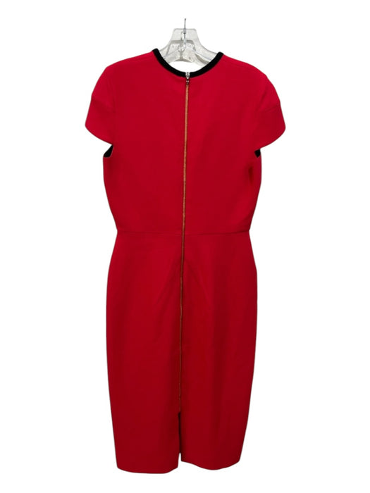 Roland Mouret Size 8 Red & Black Poly Blend Cap Sleeve Darted Back Slit Dress Red & Black / 8