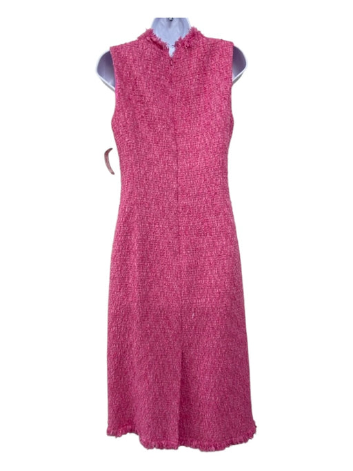 Oscar De La Renta Size 8 Pink Print Polyamide & Wool Tweed Back Zip Midi Dress Pink Print / 8