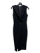 Ted Baker Size 1 Black Polyester Sleeveless Back Zip Surplice Darted Dress Black / 1