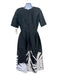 Carolina Herrera Size 2 Black & White Print Polyester V Neck Short Sleeve Dress Black & White Print / 2