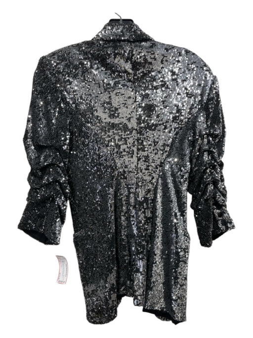 5a7 Cinq a Sept Size 2 Black & Silver Fully Sequined Blazer 1 Button Jacket Black & Silver / 2