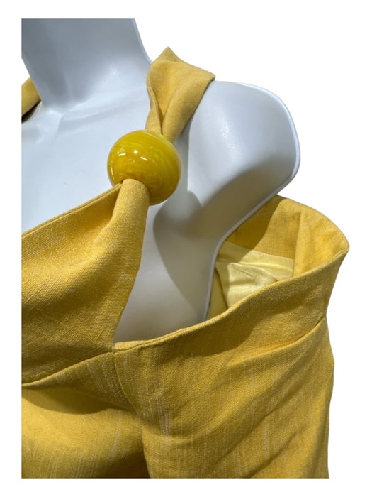 Jaquemus Size 36 Yellow Linen Blend One Shoulder Asymetric Blazer Pant Set Yellow / 36