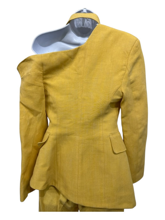 Jaquemus Size 36 Yellow Linen Blend One Shoulder Asymetric Blazer Pant Set Yellow / 36