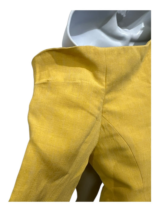 Jaquemus Size 36 Yellow Linen Blend One Shoulder Asymetric Blazer Pant Set Yellow / 36