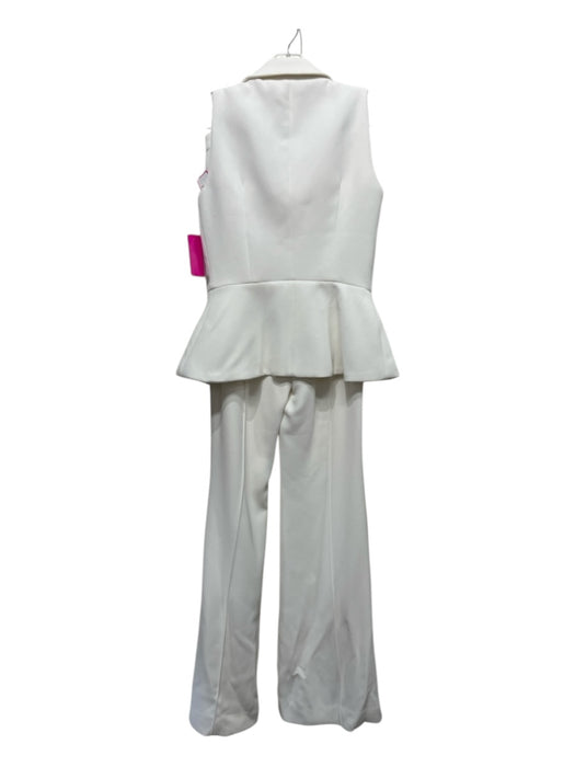 Self-Portrait Size 2 Cream White Polyester Sleeveless Zip Front Crepe Pant Set Cream White / 2