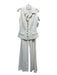 Self-Portrait Size 2 Cream White Polyester Sleeveless Zip Front Crepe Pant Set Cream White / 2