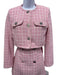 Versace Size XS Pink & Cream Wool Blend Boucle Windowpane Cropped Skirt Set Pink & Cream / XS