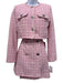 Versace Size XS Pink & Cream Wool Blend Boucle Windowpane Cropped Skirt Set Pink & Cream / XS