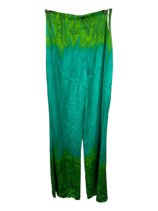 Silvia Tcherassi Size S Green & Blue Silk High Waist Ombre Wide Leg Pants Green & Blue / S