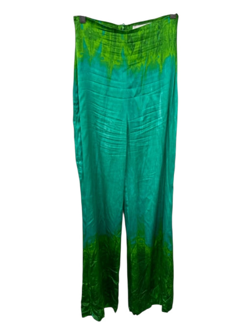 Silvia Tcherassi Size S Green & Blue Silk High Waist Ombre Wide Leg Pants Green & Blue / S