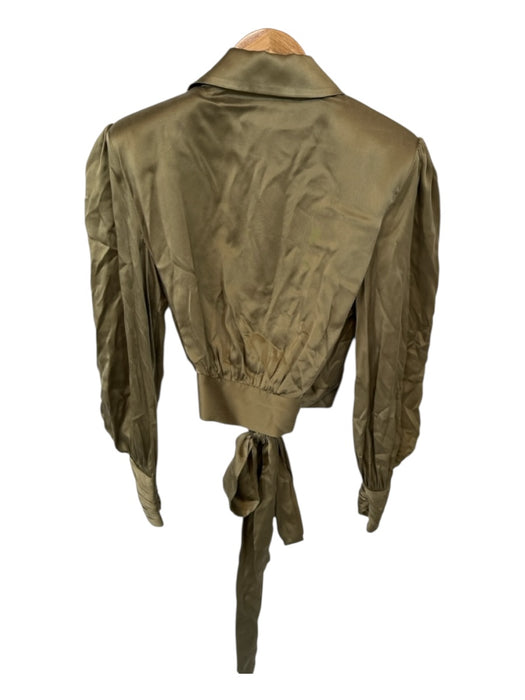 Zimmerman Size 0 Olive Green Silk Long Sleeve Belted Cropped Pant Set Olive Green / 0