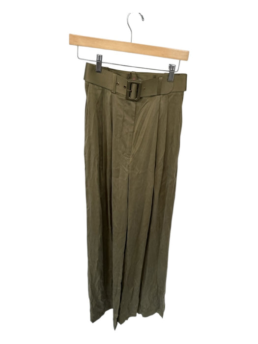 Zimmerman Size 0 Olive Green Silk Long Sleeve Belted Cropped Pant Set Olive Green / 0