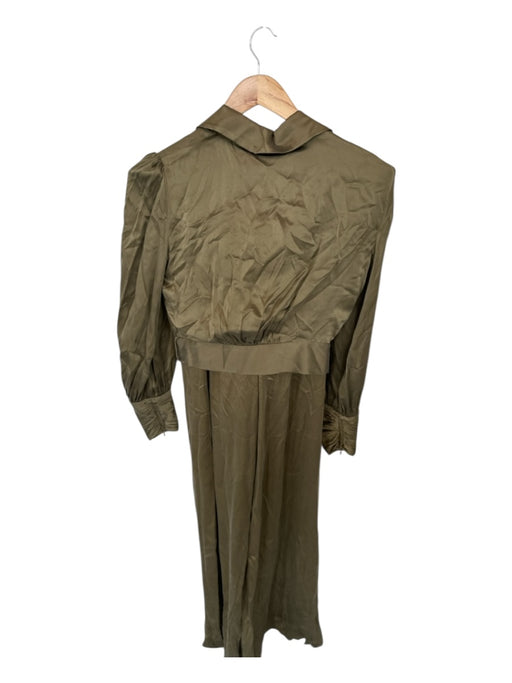 Zimmerman Size 1 Olive Green Silk Long Sleeve Belted Cropped Pant Set Olive Green / 1