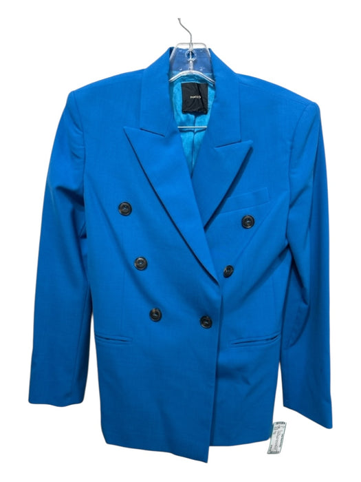 Pinko Size 1/2 Cobalt Blue Wool Blend Double Breast Tortoise Buttons Pant Set Cobalt Blue / 1/2