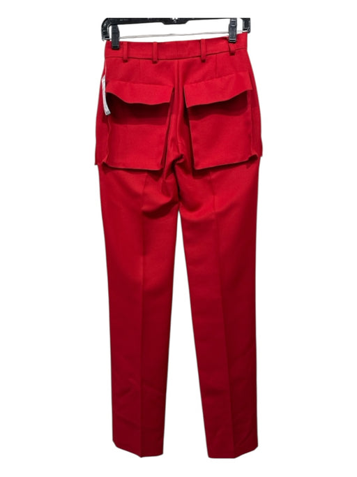 Valentino Size 36 Red Polyester Button Fly Patch Pocket Mid Rise Straight Pants Red / 36
