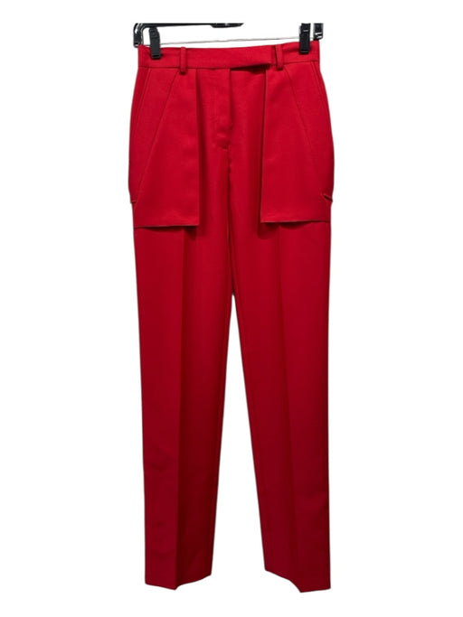 Valentino Size 36 Red Polyester Button Fly Patch Pocket Mid Rise Straight Pants Red / 36
