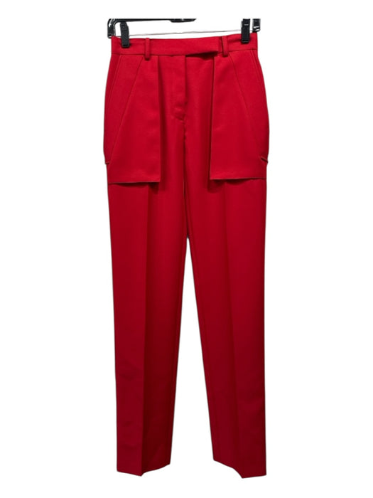 Valentino Size 36 Red Polyester Button Fly Patch Pocket Mid Rise Straight Pants Red / 36