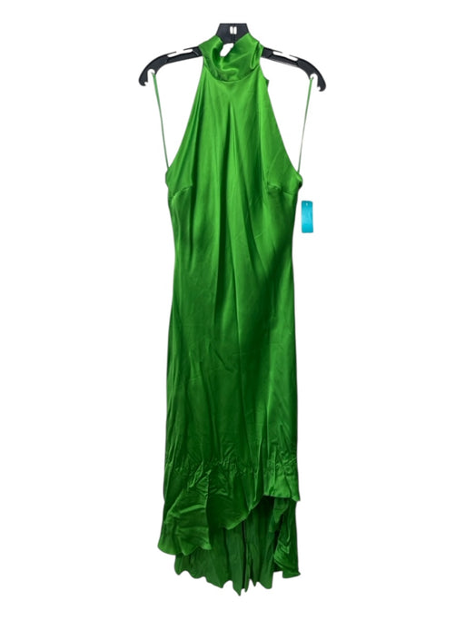 Frame Size Large Kelly Green Silk Sleeveless neck tie Zip Back High Low Dress Kelly Green / Large