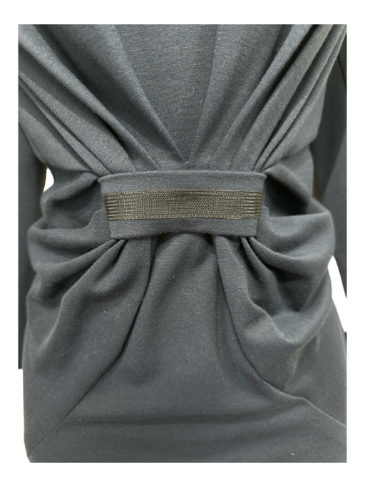 Giorgio Armani Size 50 Navy Viscose Blend Shoulder Pads V Neck Gathered Dress Navy / 50