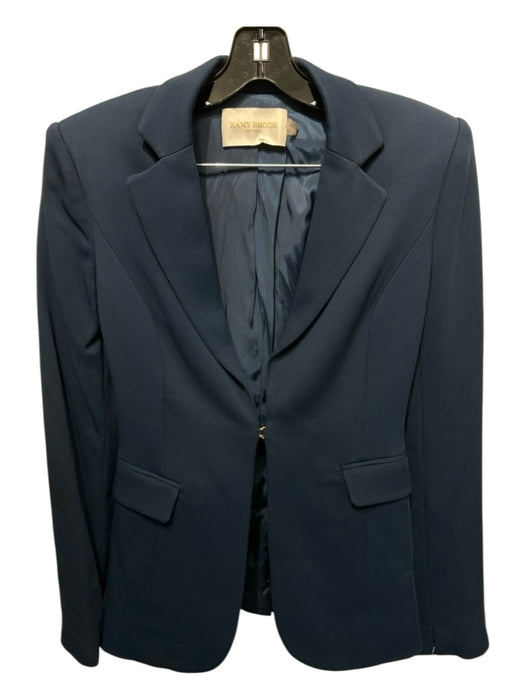 Ramy Brook Size 2 Blue Viscose Blend Hook & Eye Blazer Mid Rise Cuffed Pant Set Blue / 2