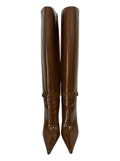 Saint Laurent Shoe Size 41 Brown Patent Leather Pointed Toe Knee High Boots Brown / 41