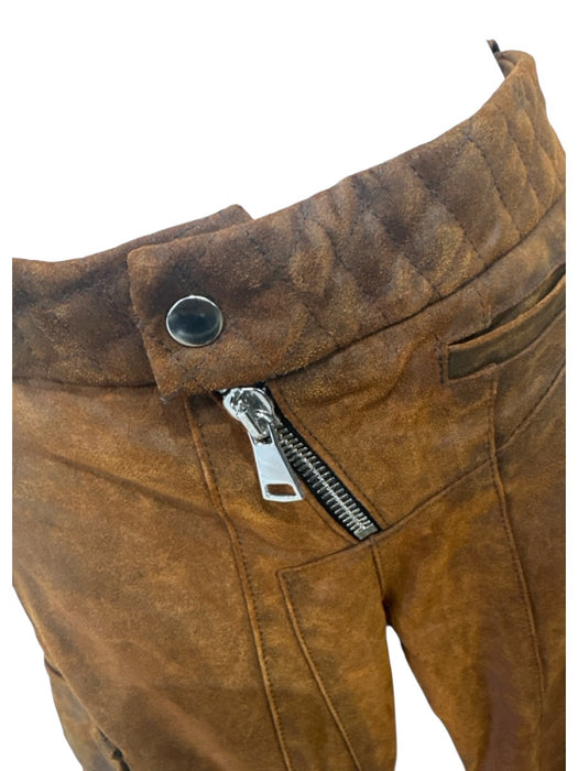 LaQuan Smith Size Small Rust Orange Cow Leather Zipper Detail Low Rise Pants Rust Orange / Small