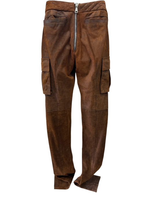 LaQuan Smith Size Small Rust Orange Cow Leather Zipper Detail Low Rise Pants Rust Orange / Small