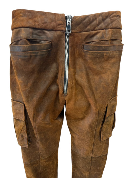 LaQuan Smith Size Small Rust Orange Cow Leather Zipper Detail Low Rise Pants Rust Orange / Small