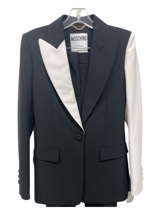 Moschino Couture Size 4/6 Black & White Polyester Blend Single Breasted Pant Set Black & White / 4/6