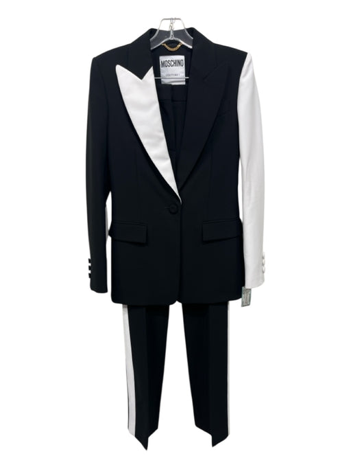 Moschino Couture Size 4/6 Black & White Polyester Blend Single Breasted Pant Set Black & White / 4/6