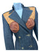 Sergio Hudson Size 4 Dark Wash & Brown Denim & Leather Cupped Fabric Block Coat Dark Wash & Brown / 4