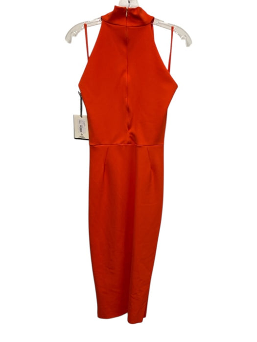 Chiara Boni Size 10/46 Orange Polyamide Blend Sleeveless High Neck Draped Dress Orange / 10/46