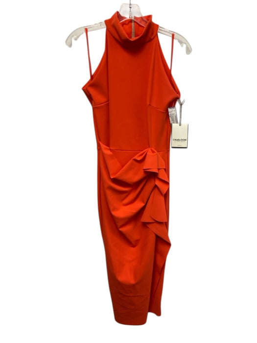 Chiara Boni Size 10/46 Orange Polyamide Blend Sleeveless High Neck Draped Dress Orange / 10/46