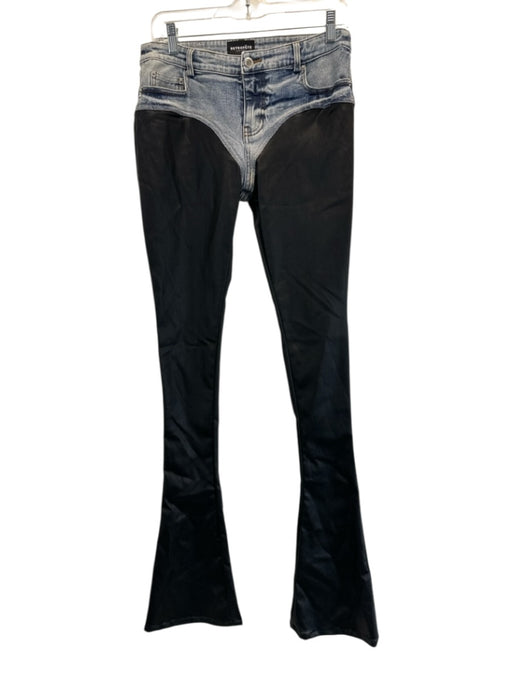 Retrofete Size 27 Light Wash & Black Cotton Blend Denim Fabric Block Flare Pants Light Wash & Black / 27