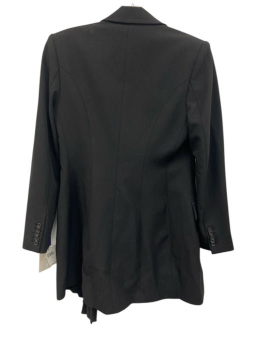 A.L.C. Size 12 Black Polyester Blend Shoulder Pads Button Front Blazer Dress Black / 12