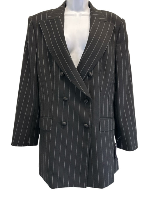 Dolce & Gabbana Size 54 Black & White Wool Blend Pinstripe Blazer Pant Set Black & White / 54