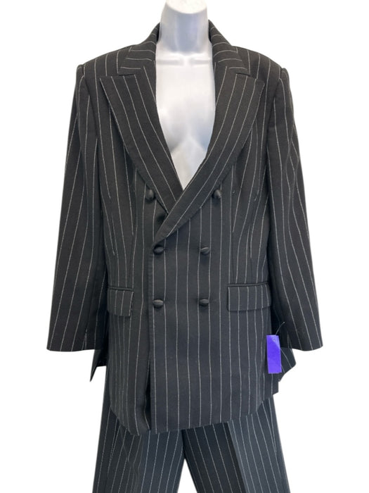 Dolce & Gabbana Size 54 Black & White Wool Blend Pinstripe Blazer Pant Set Black & White / 54