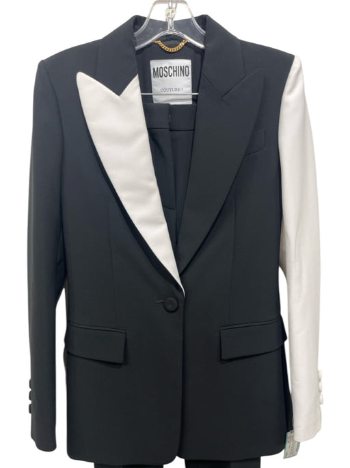 Moschino Couture Size 4/6 Black & White Polyester Blend Single Breasted Pant Set Black & White / 4/6