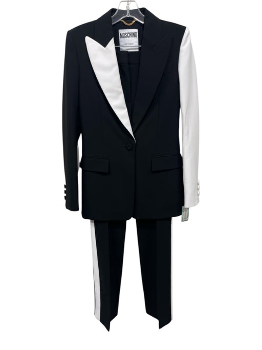 Moschino Couture Size 4/6 Black & White Polyester Blend Single Breasted Pant Set Black & White / 4/6