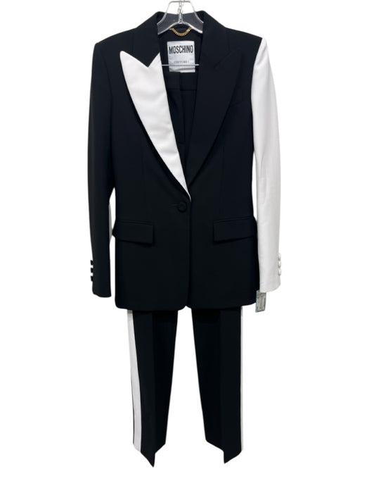 Moschino Couture Size 4/6 Black & White Polyester Blend Single Breasted Pant Set Black & White / 4/6