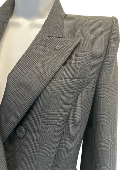 Alexander McQueen Size 40 Blue & Black Wool Blend Long Sleeve Plaid Jacket Blue & Black / 40