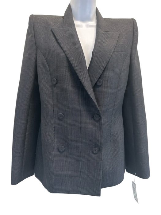 Alexander McQueen Size 40 Blue & Black Wool Blend Long Sleeve Plaid Jacket Blue & Black / 40
