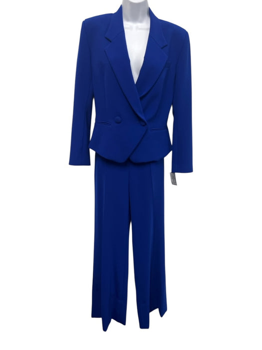 Prabal Gurung Size 6 Blue Polyester Blend Double Breast Shoulder Pads Pant Set Blue / 6