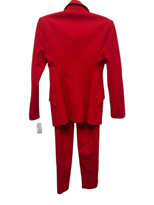 L'agence Size 4 Red Polyester Blend One Button Flap Pocket Straight Leg Pant Set Red / 4