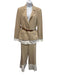 Cinq a Sept Size 6 Beige & White Triacetate Blend Long Sleeve Crystals Pant Set Beige & White / 6