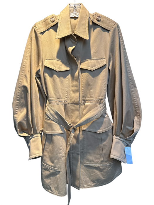 Zimmermann Size 1 Khaki Cotton Long Sleeve Cargo Button Front Trench Dress Khaki / 1